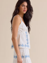 Addy Tie Front Embroidered Tank