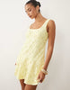 Lace Mini Dress With Flippy Hem In Lemon