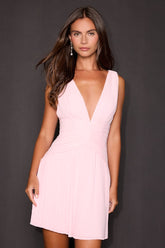 Rhea Light Pink Pleated Skater Mini Dress