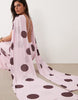 Mesh Maxi Dress With Scarf Drape Detail In Pink And Brown Polka Dot