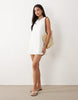 Fashionkilla Exclusive Linen Look Smock Mini Dress In White