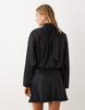Mango High Neck Long Sleeve Mini Dress In Black