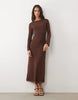 Never Fully Dressed Mesh Hot Fix Maxi Dress In Chocolate