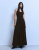 Bershka Long Strappy Dress In Brown