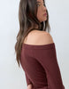 Cotton Asym Rib Mini Dress In Chocolate