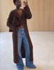 Na-Kd Knitted Wool Blend Cardigan Maxi Dress In Brown