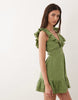 Wednesdays Girl Ruffle Edged Mini Dress In Green
