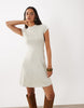 Kaiia Exclusive Knitted Cap Sleeve Mini Skater Dress In Cream