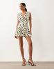 Tfnc Slinky V Neck Frill Hem Mini Dress In Cream Spot Print