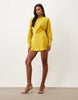 Batwing Mini Dress With Cowl Back In Golden Yellow