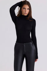 black high neck long sleeve bodysuit