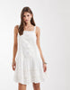 Levi'S Kate Embroidered Pintuck Mini Dress With Ditsy Print In White