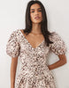 Miss Selfridge Puff Sleeve Denim Mini Dress In Animal Print