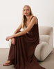 Miss Selfridge Shirred Detail Maxi Dress In Chocolate