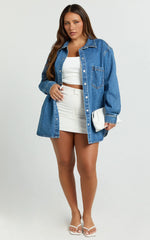 Faharra Shirt - Recycled Cotton Denim Shirt in Dark Blue Wash