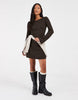 Only Petite Boatneck Knitted Mini Skater Dress In Brown