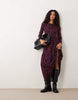 Wednesday'S Girl Smudge Spot Midaxi Dress In Dark Purple