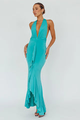 Zaphirah Halterneck Ruffle Dress Jade