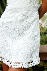 Zahara Lace Overlay Thin Strap Mini Dress White