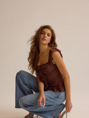 Jianna Ruffle Tie Front Top