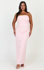 Jamie Maxi Dress - Strapless Ruched Fitted Column Dress in Pink