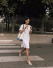 Vero Moda Button Through Mini Skater Dress In White Based Blue Ditsy Floral