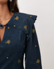 Nobody'S Child Hannah Cord Oversized Scallop Trim Embroidered Collar Mini Dress In Blue