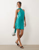 Tfnc Satin Scarf Detail Mini Dress In Teal