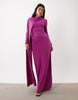 Daska One Shoulder Cape Maxi Dress In Purple