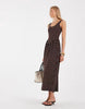 Polka Dot Midi Dress In Brown