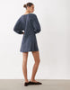 Miss Selfridge V-Neck Balloon Sleeve Mini Dress In Navy Polka Dot