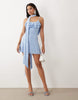 Devore Ruffle Scarf Detail Mini Dress In Blue