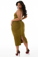 olive midi bandage dress