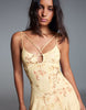 Bershka Strappy Floral Maxi Dress In Yellow