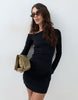 Cotton Asym Rib Mini Dress In Black