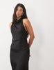 Cowl Halter Midaxi Dress In Black
