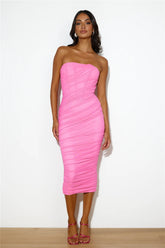 Goals Are Her Mesh Midi Dress Pink