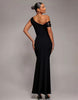 Goddiva Lace Cowl One Shoulder Sculpting Stretch Jersey Crepe Maxi Dress In Black