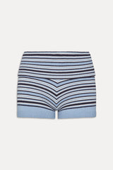 Estelle Knit Booty Shorts - Blueberry Stripe