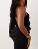 Chiffon Draped Shoulder Maxi Dress With Cowl Back Detail In Black