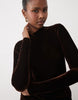 Bardot Velvet High Neck Long Sleeve Ruched Detail Godet Maxi Dress In Chocolate