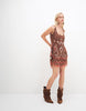 Embellished All Over Structured Mini Dress In Brown