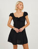 Brave Soul Woven Cap Sleeve Panelled Mini Dress In Black