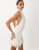 Gina Tricot Halter Neck Frill Mini Dress In White