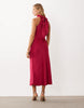 Mango High Neck Satin Sleeveless Maxi Dress In Deep Pink