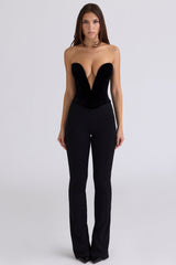 black velvet deep plunge corset top