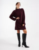 Vero Moda Knitted Funnel Neck Mini Dress In Burgundy