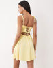 Rare London Satin Ruched Bust Tie Back Floaty Mini Dress In Yellow