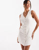 Only Sleeveless Linen Blend Mini Dress In Cream