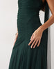 Lace & Beads Tulle Strapless Ruched Scarf Detail Maxi Dress In Emerald